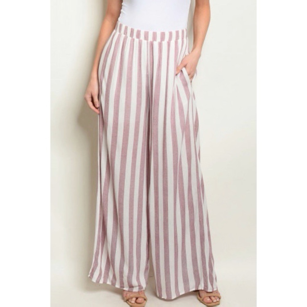 Berry palazzo striped pants
